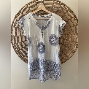 Earthbound Boho Printed Short Sleeve Tunic Top